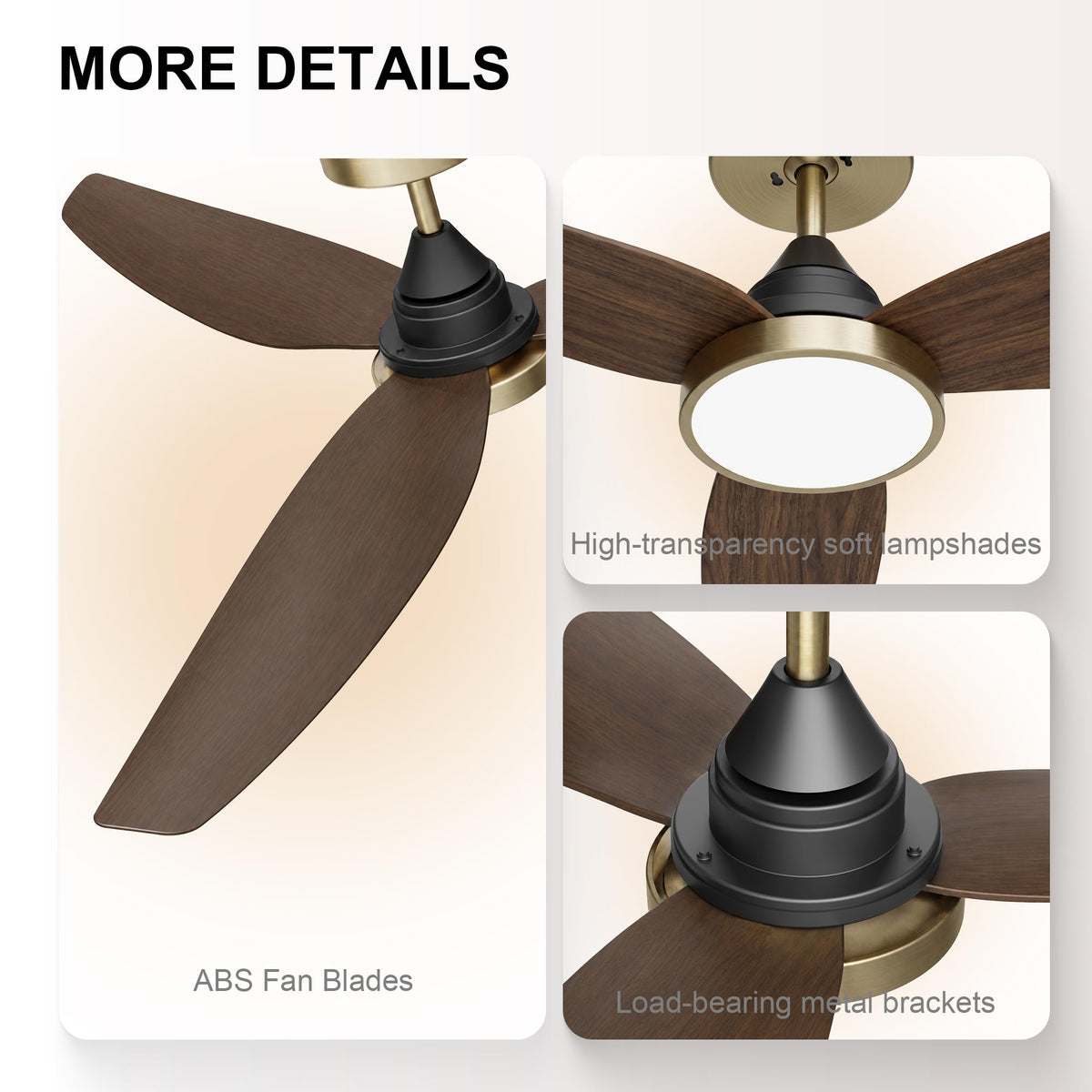 2 Pack 54 Inch Ceiling Fan with Lights (Gold & Walnut / 54 inch)