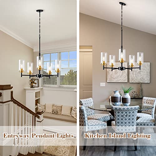 Kitchen Island Lighting Modern Glass Chandelier Black& Gold (Black&Gold / 5-light)