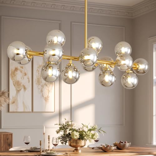 39″ Gold Sputnik Chandeliers for Dining Room Light Fixture (Gold (with Somke Grey Lampshade))