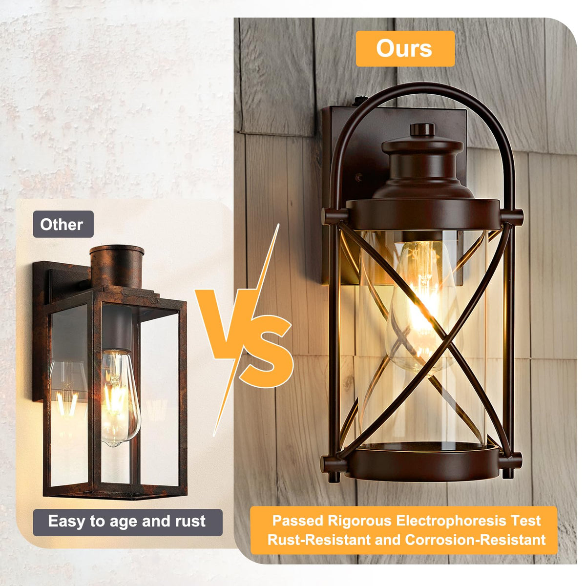Dusk to Dawn Outdoor Wall Lights Fixtures (Coffee-Bronze / 12.8''(2-Pack))
