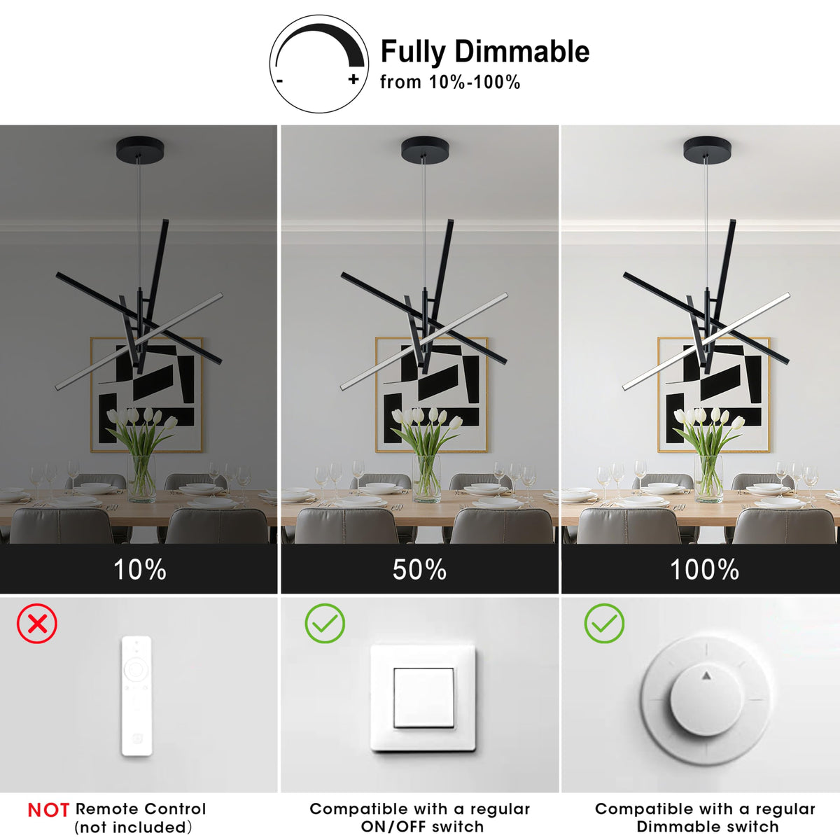 Modern LED Chandelier (Black-5 light)
