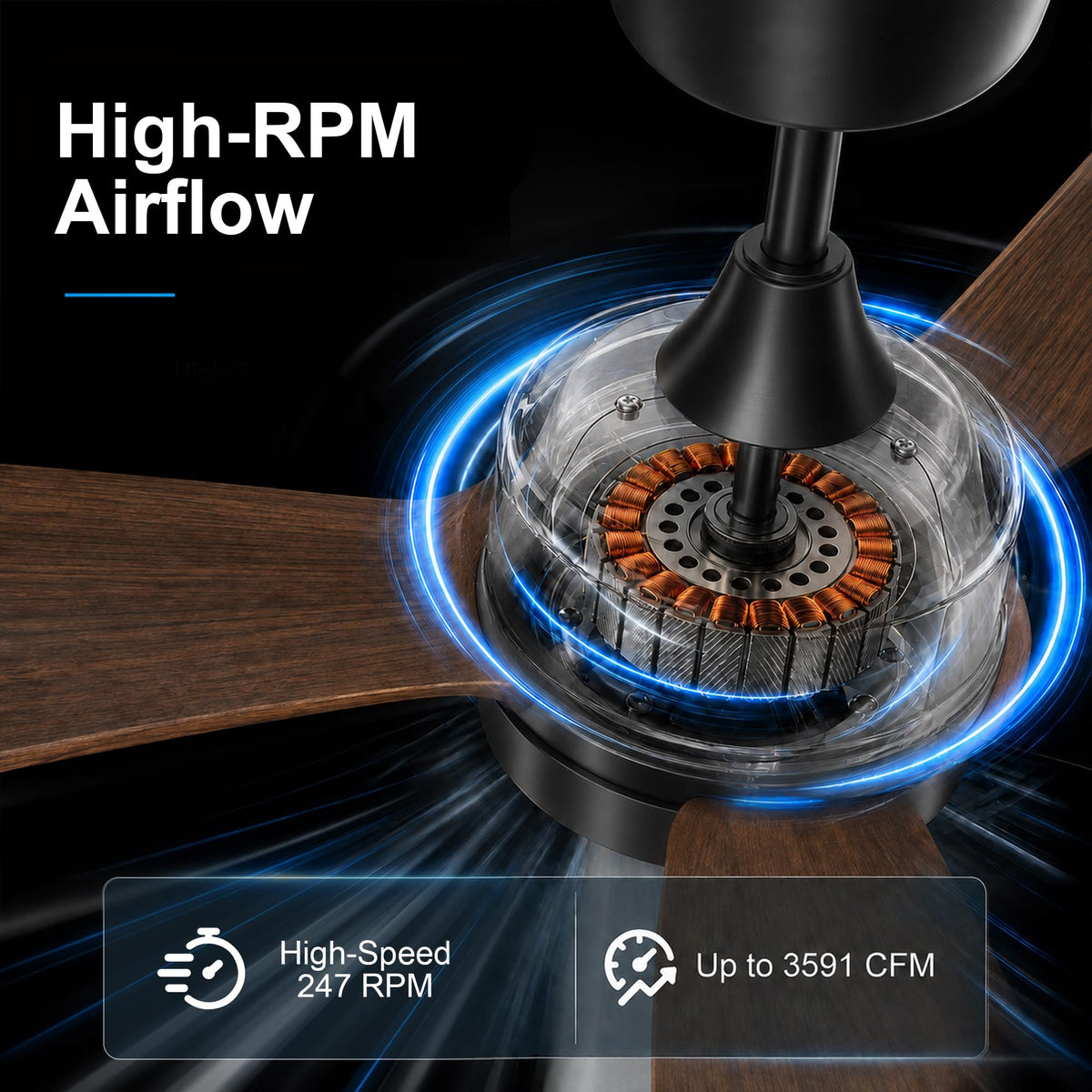 42 Inch Ceiling Fan with Lights (Black & Walnut / 42 inch)
