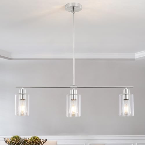 Kitchen Island Lighting Brushed Nickel & Black Dining Room Light Fixture with Milk