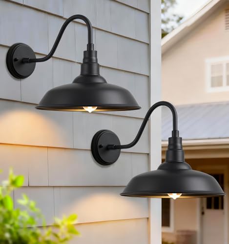 14" Outdoor Barn Gooseneck Lights (14 Dome - 2 Pack)
