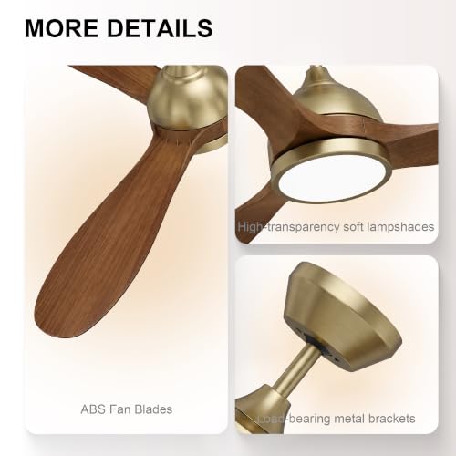 52" Ceiling Fan with Light (Gold & Brown / 52 Inch)