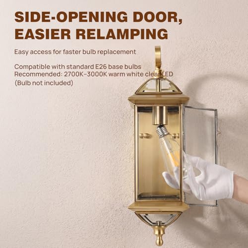 Solid Copper Dusk to Dawn Outdoor Wall Lantern (Warm Satin Brass / 20''H)