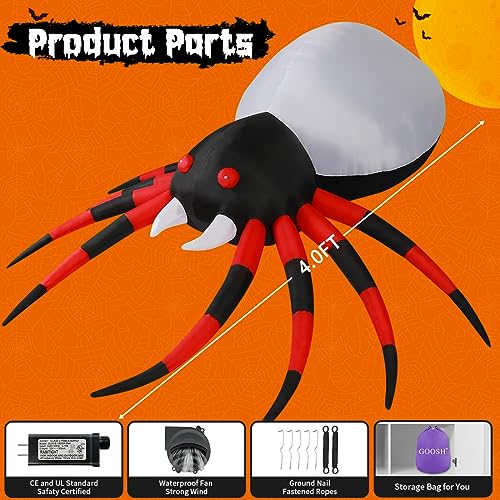 Halloween Inflatable Spider Outdoor Decoration with Magic Light