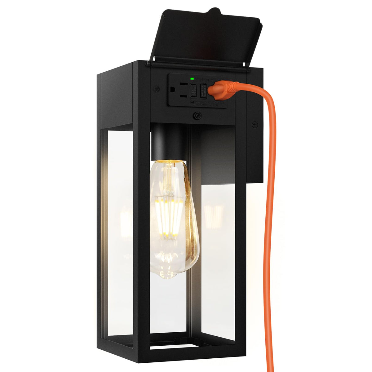 Porch Lights with GFCI Outlet (Black 1-Pack (With Outlet) / No Sensor, Standard)