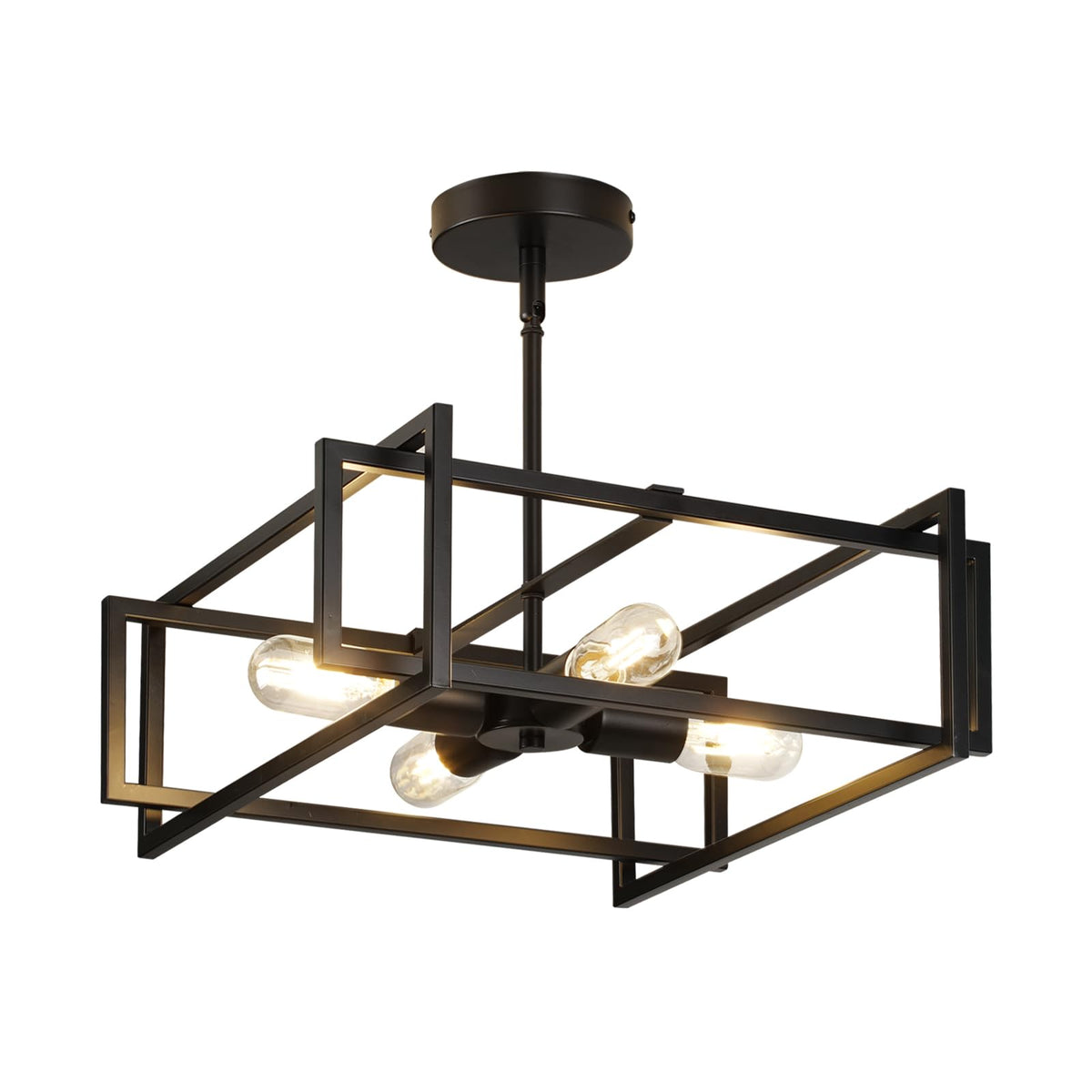 Modern Black Semi Flush Mount Ceiling Light Fixture 16.5"