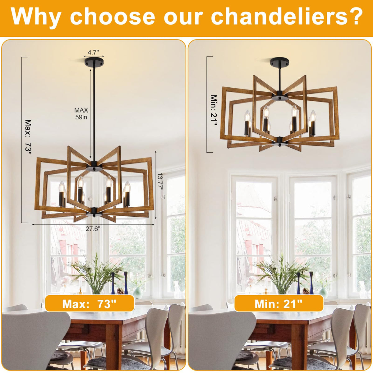 28" Dining Room Light Fixture (Khaki-28"(Easy To Install) / 8-Light)