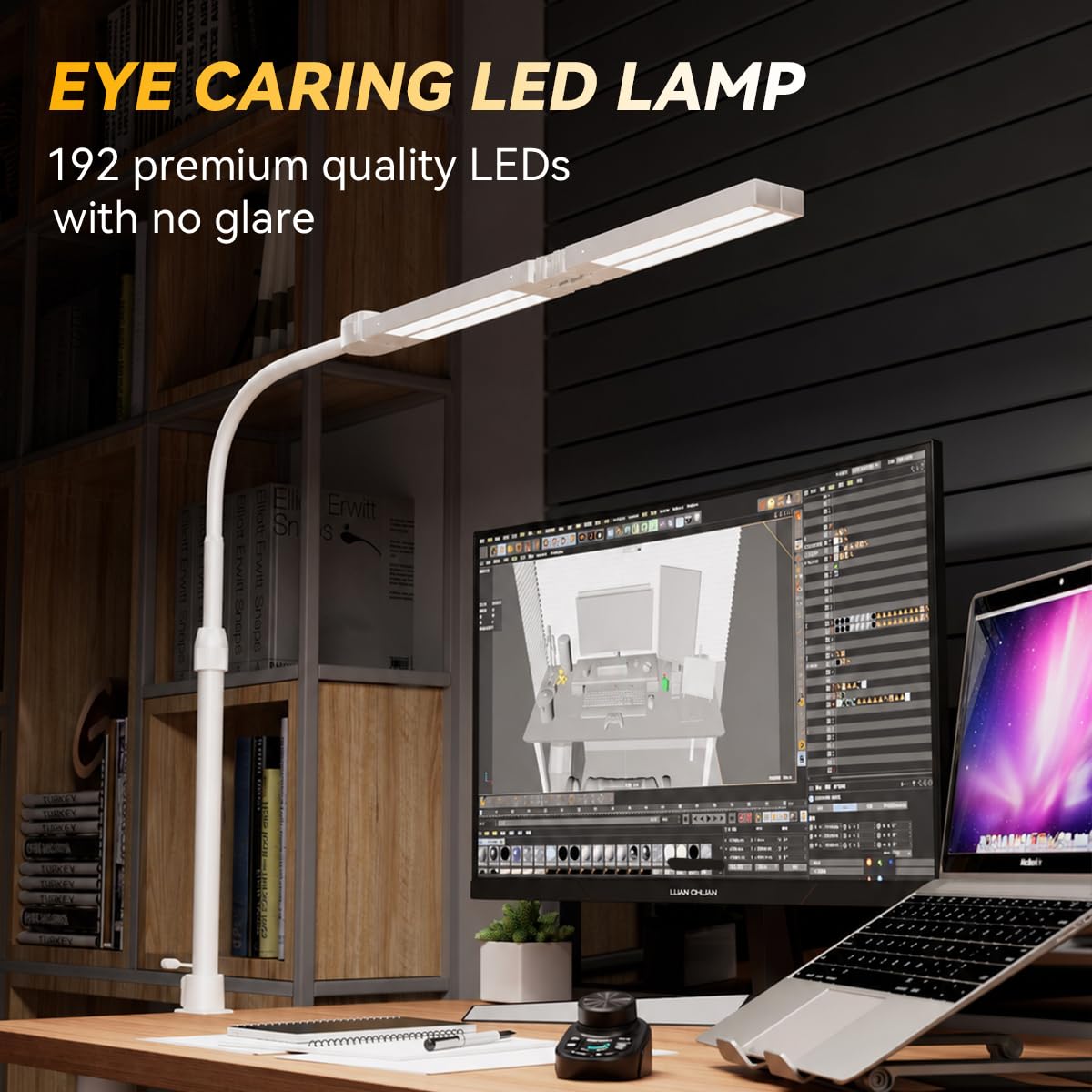 Adjustable LED Desk Lamp with Clamp & Remote (White)