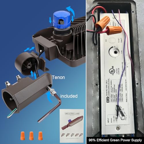 350W LED Parking Lot Light Outdoor Adjustable Pole Mount LED Commercial Street Light Photocell Super Bright Waterproof Area Security Lighting 52500lm 3 Pack for Sport Farm Warehouse Barn (350W-1 Pack-Pole Mount)