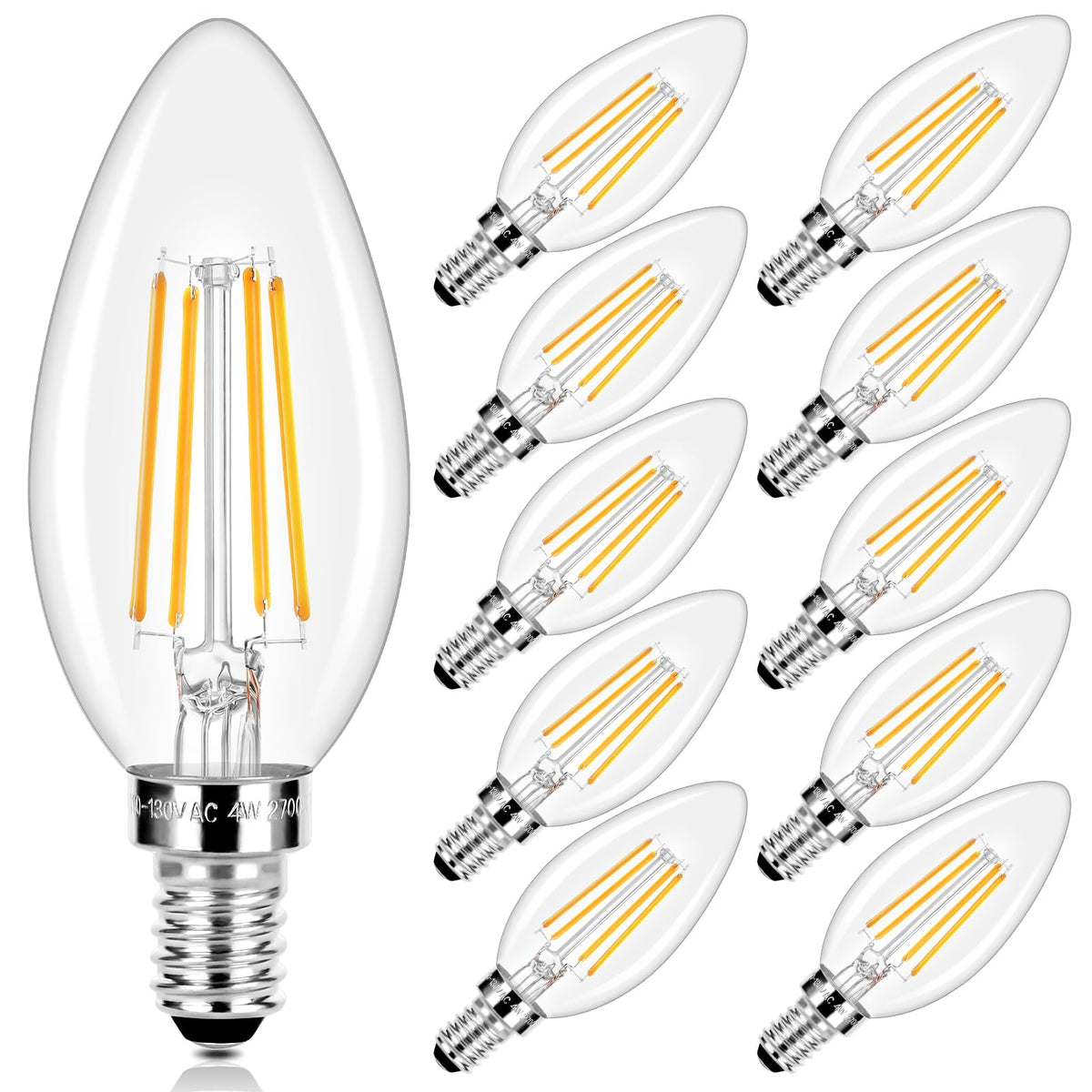 E12 LED Candelabra Bulbs 40 Watt Equivalent (Warm White 2700k / 40w 10 Count (Pack of 1))
