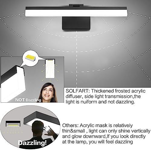 18 Inch Vanity Lights for Bath Dimmable Bathroom Lights Over Mirror Black Bathroom Light Fixtures Wall Light Fixtures Indoor Modern Light Fixture (Matt Black&Dimmable / 18-inch)