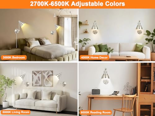 2 Pack Plug in Wall Sconces with Remote Control (Brushed Nickel-2 PACK(Bulbs+Remote))
