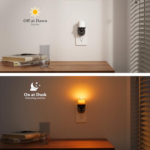Night Lights Plug into Wall (Candle-Amber（Flicker） / 2 Pack)
