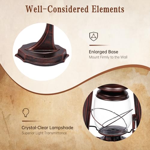 Industrial Rustic Wall Sconce Lantern Light (Red Bronze / 2pcs)