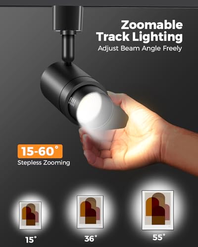 5 Color Zoomable H Track Lighting Heads Dimmable 12W 12 Pack Black (Black / 12 Pack)