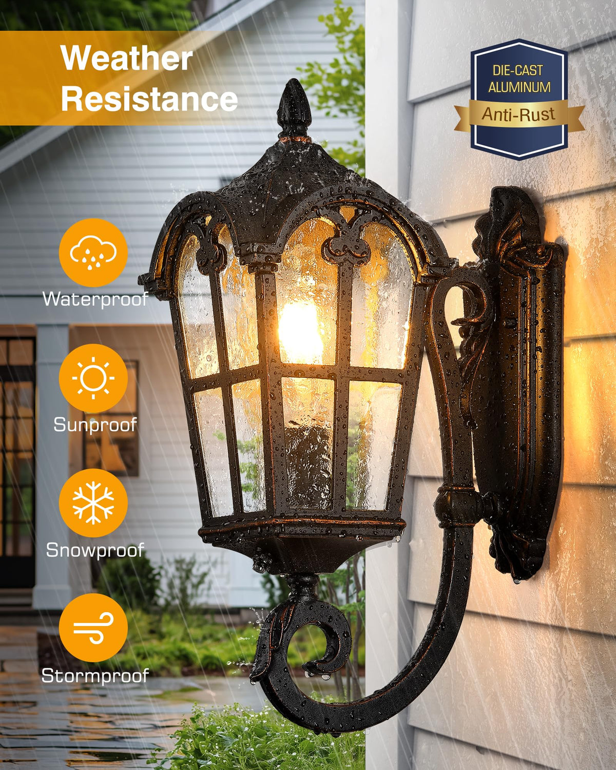 Outdoor Wall Light (Vintage ORB(Gold Trim) / Up 1-Pack)