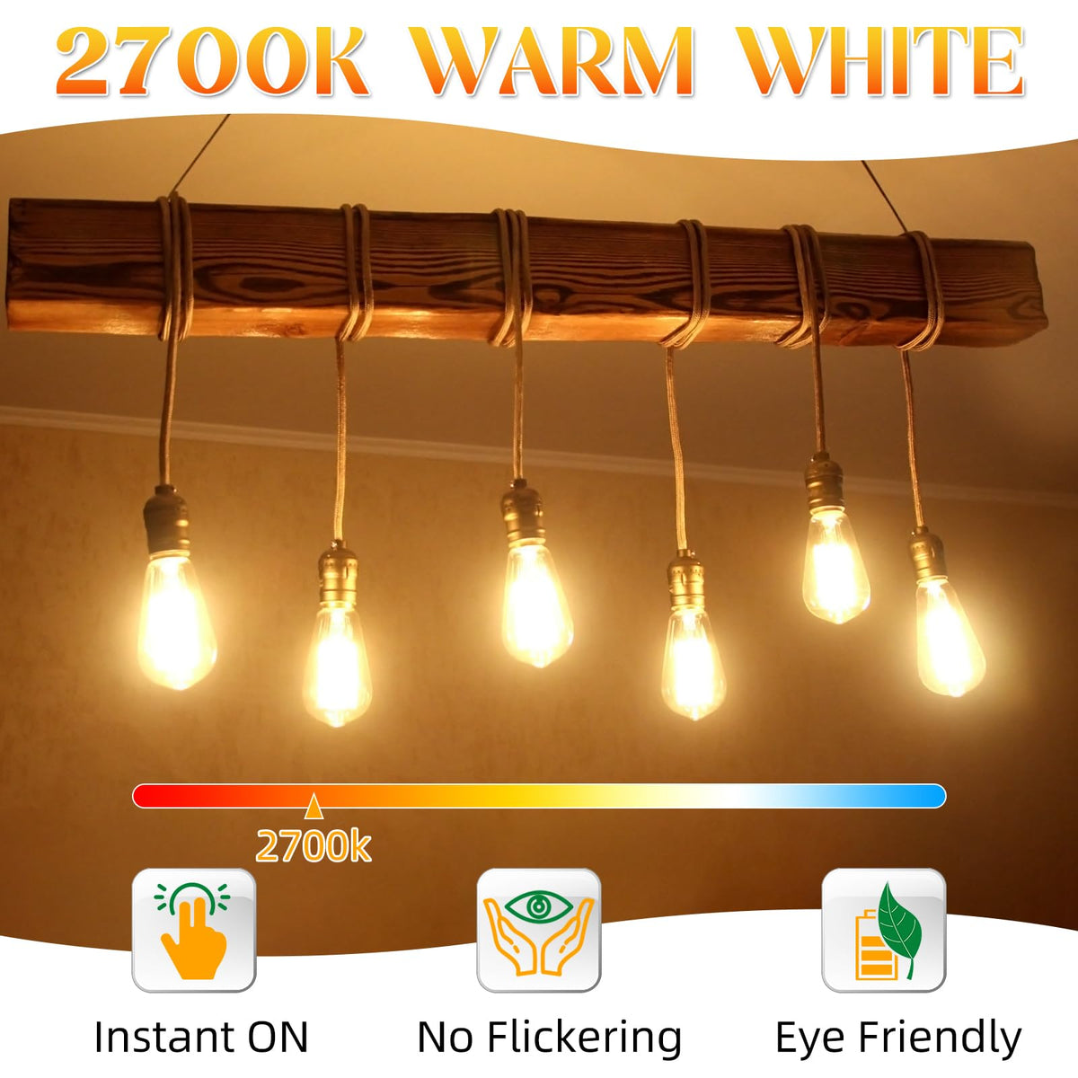 Edison Bulbs E26 LED Bulb 60 watt Non (6 Pack / Warm White)