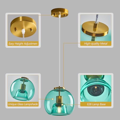 Teal Glass Pendant Light Kitchen Island (Teal(7.87 in) / 1-Pack)
