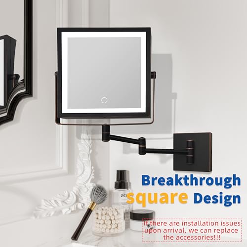 Wall Mounted Makeup Mirror with Lights 1X (Oil Rubbed Bronze)