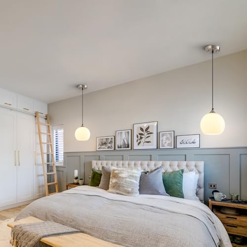 White Pendant Lights Kitchen Island 1 Pack (Milky White / M - 7.87 in)