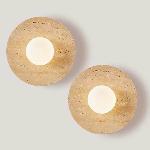 Natural Yellow Travertine Wall Sconce (2 Pack)