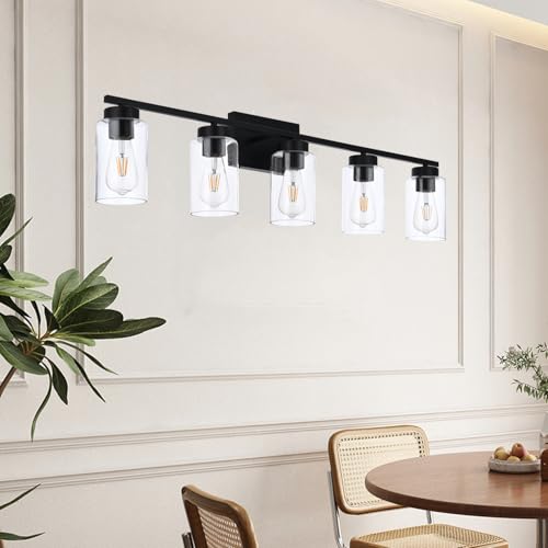 5 Light Bathroom Vanity Light Fixtures (5 Lights Black)
