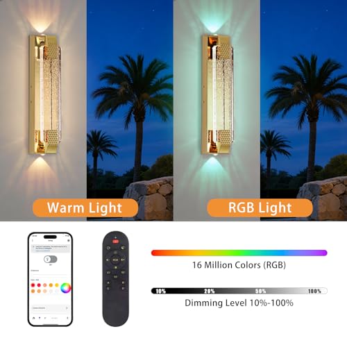 Dusk to Dawn Outdoor Light with Crystal Bubble Glass (Gold / 19.6 Inch)