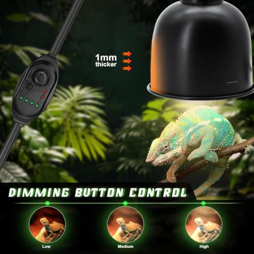 5.5 Inch Deep Dome Reptile Heat Lamp Fixture with Dimming Switch and Timer (Reptile Light Fixture with Dimming and Timer)