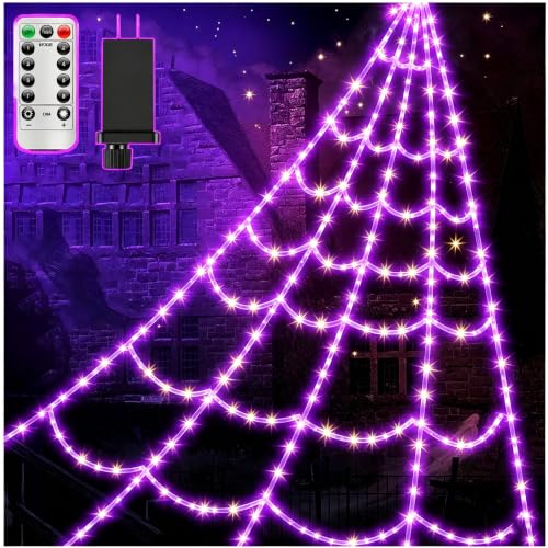 Spider Webs Halloween Decor Lights (New Orange-Purple Grid Luminous Net)