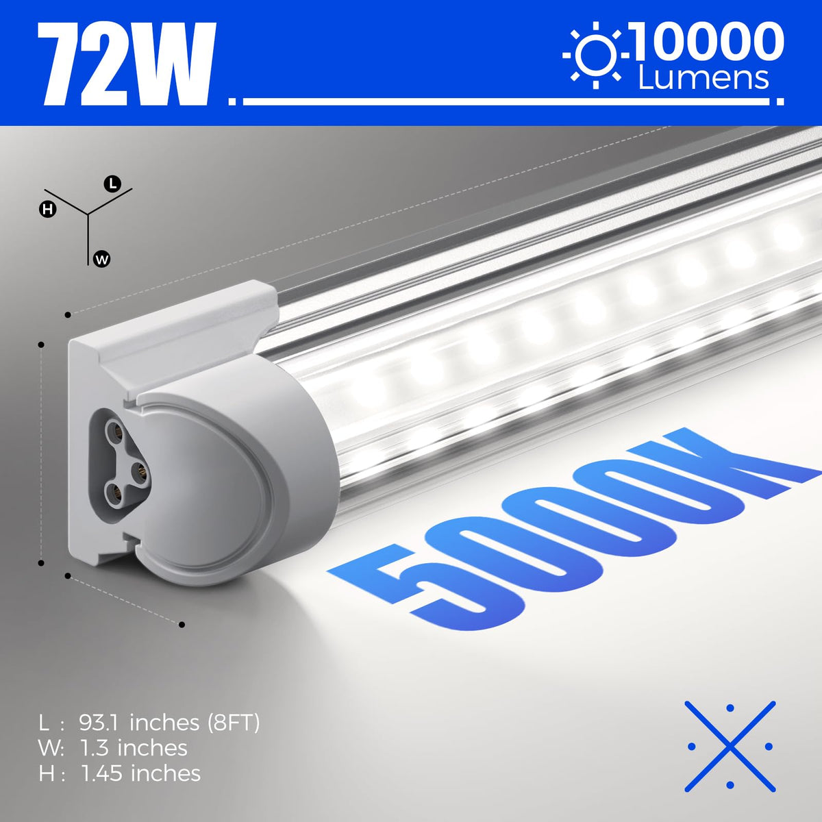 T8 LED Shop Lights 8FT (5000K / 8ft-4 Packs)