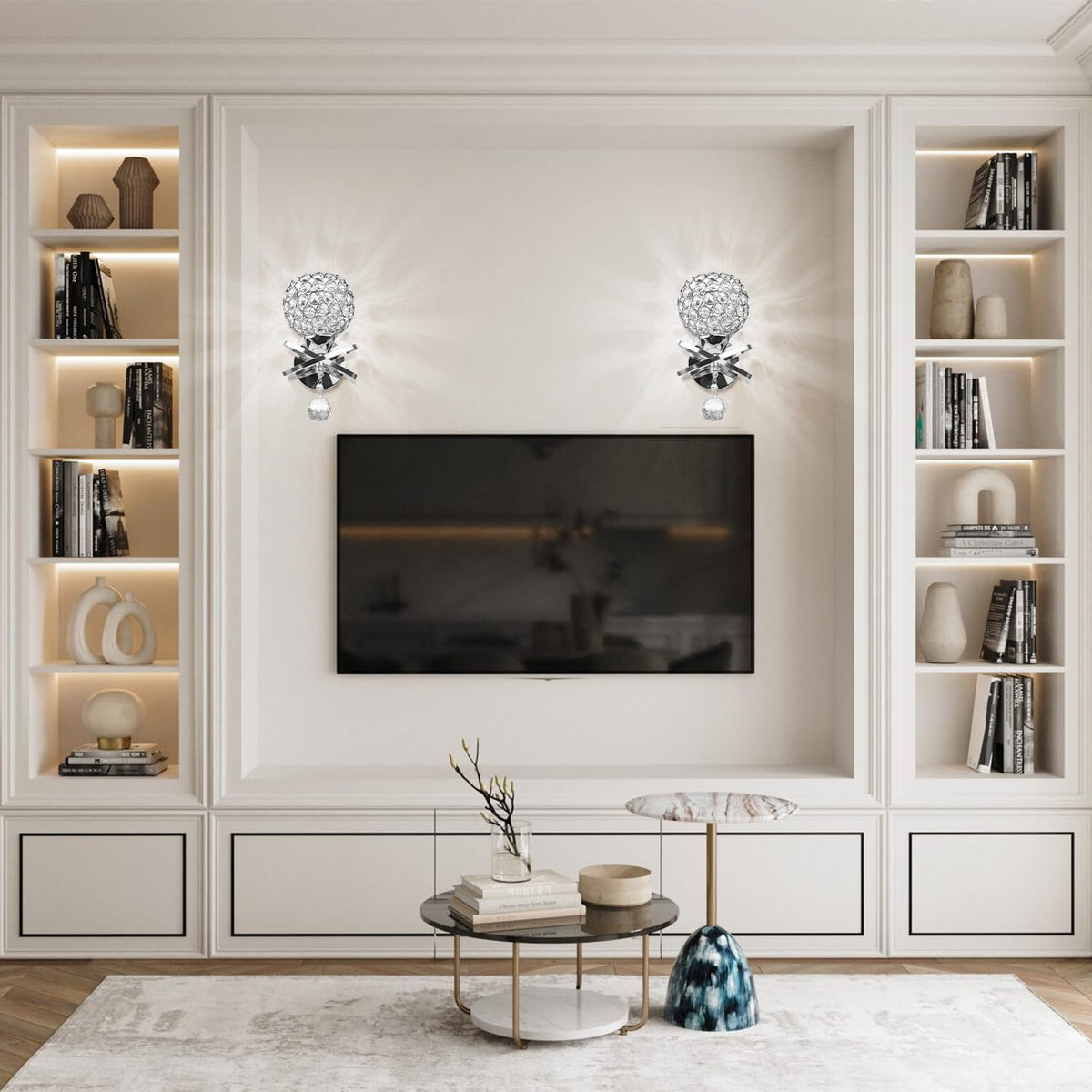 Crystal Wall Sconces Set of Two (A1-Silver)