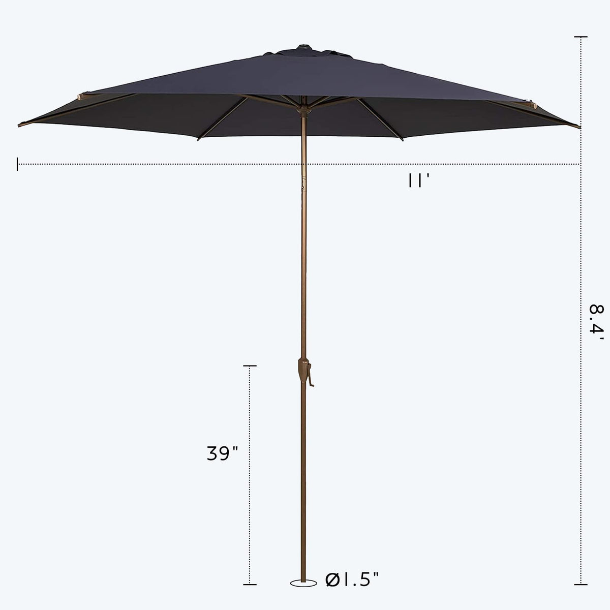 11FT Outdoor Patio Umbrella Outdoor Table Umbrella with Crank Market Umbrella 6 Sturdy Ribs UV Protection Waterproof and Push Button Tilt for Garden Deck Backyard Pool (11 FT(6 Ribs) / Dark Blue)