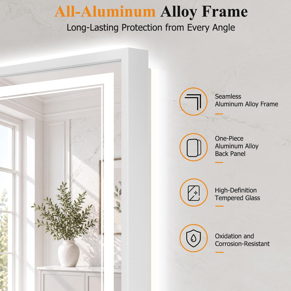 30"x60" LED Bathroom Mirror with Lights (White / 60"L x 30"W)