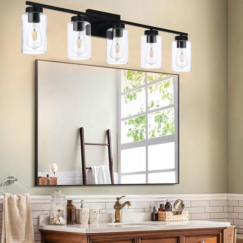 5 Light Bathroom Vanity Light Fixtures (5 Lights Black)