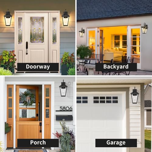 Outdoor Wall Light Fixtures (Black -Medium 2 PACK / Medium)