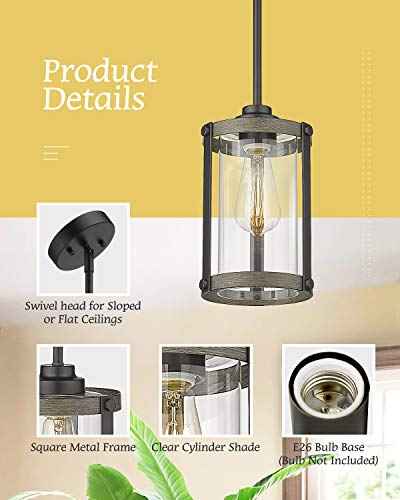 Pendant Lights Kitchen Island (Black - Wood Grain / 1-Light Pendant, 1 Pack)