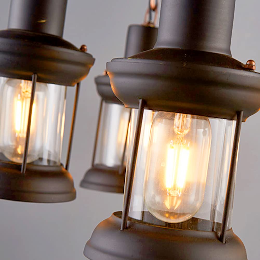 Vintage Industrial Wood Chandelier with 8 Light Rudder Shape (31.5 Inch)