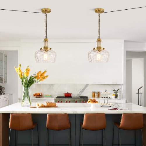 Plug in Pendant Lights Kitchen Island (1 Pack-Brushed Gold-10"(Plug-and-Play))