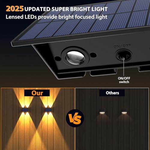 Solar Fence Lights Outdoor (RGB & Warm White / 12 PACK)