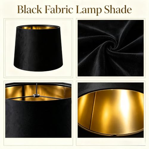 Black Lamp Shades Set of 2 (Black-Mirror Velvet / 11×13×10 IN-2 PCS)