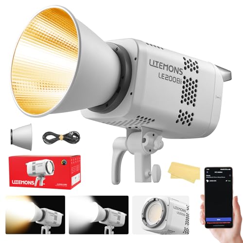 Litemons LE200Bi 220W Bi Color COB LED Video Light Bowens Mount (WHITE)