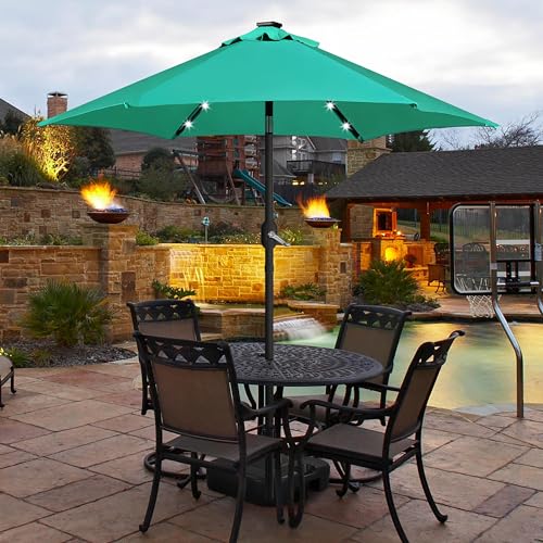 7.5FT Solar Patio Umbrella w (Turquoise / 7.5FT)
