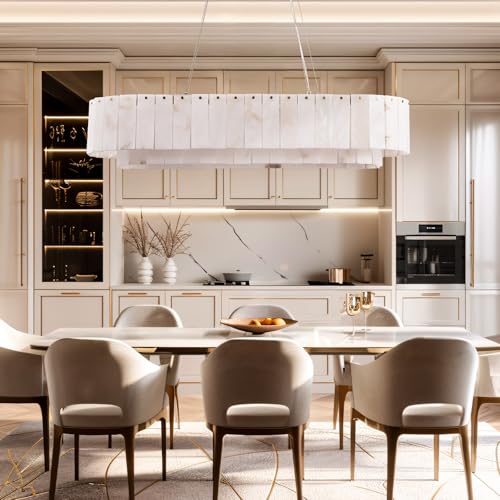 Alabaster Rectangular Chandelier for Dining Room (3-Gold-39in / 39 in)