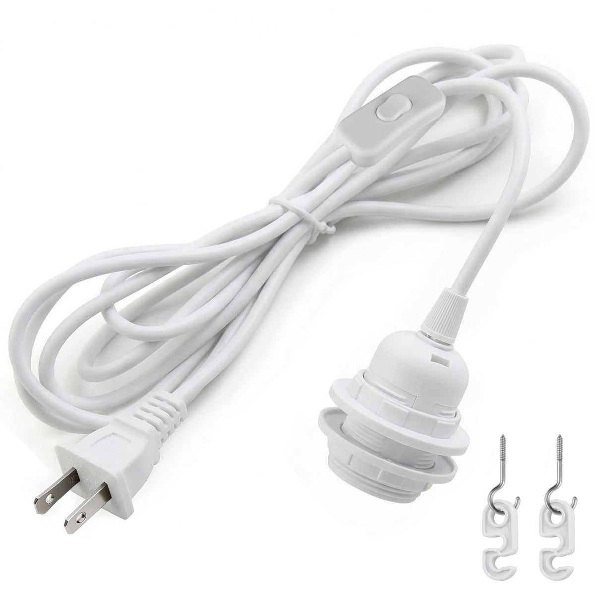 16Ft Plug in Pendant Light Hanging Cord Kit (White / 16FT)