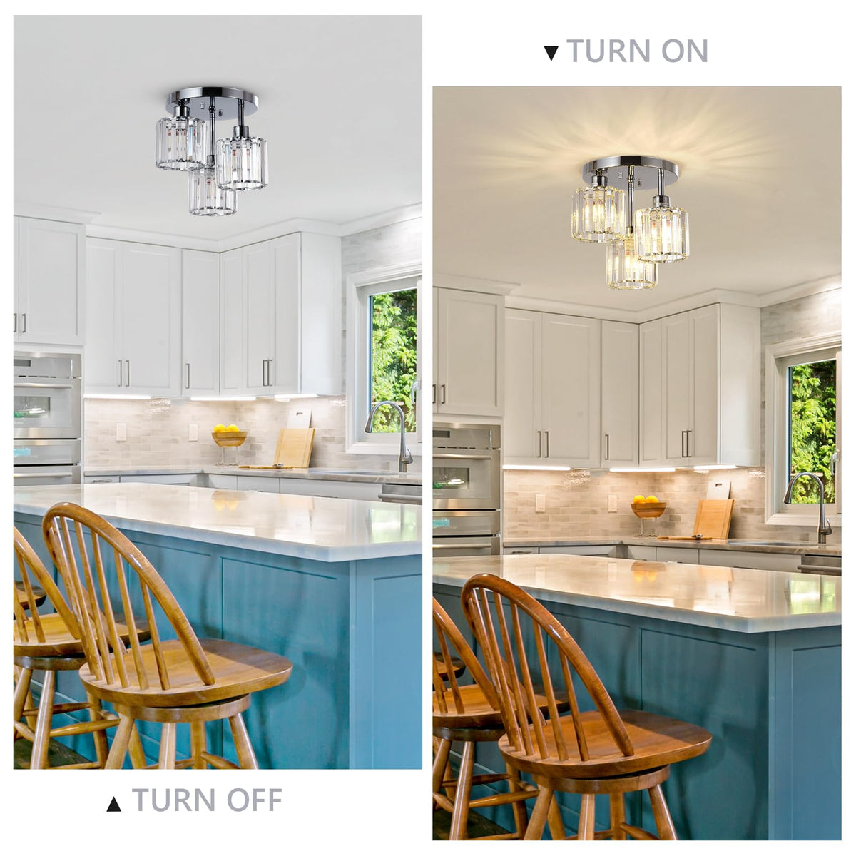 Semi Flush Mount Ceiling Light (Chrome)