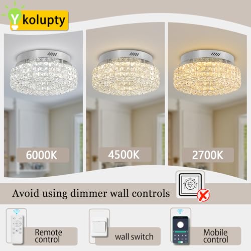 Modern Chandeliers for Living Room Crystal Chandelier Flush Mount Ceiling Light Fixture for Dining Room Living Room Bedroom Dimmable 2700