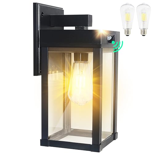 Solar Wall Lights Outdoor Waterproof with 3 Lighting Modes & Motion Sensor (Black 1 Pack)